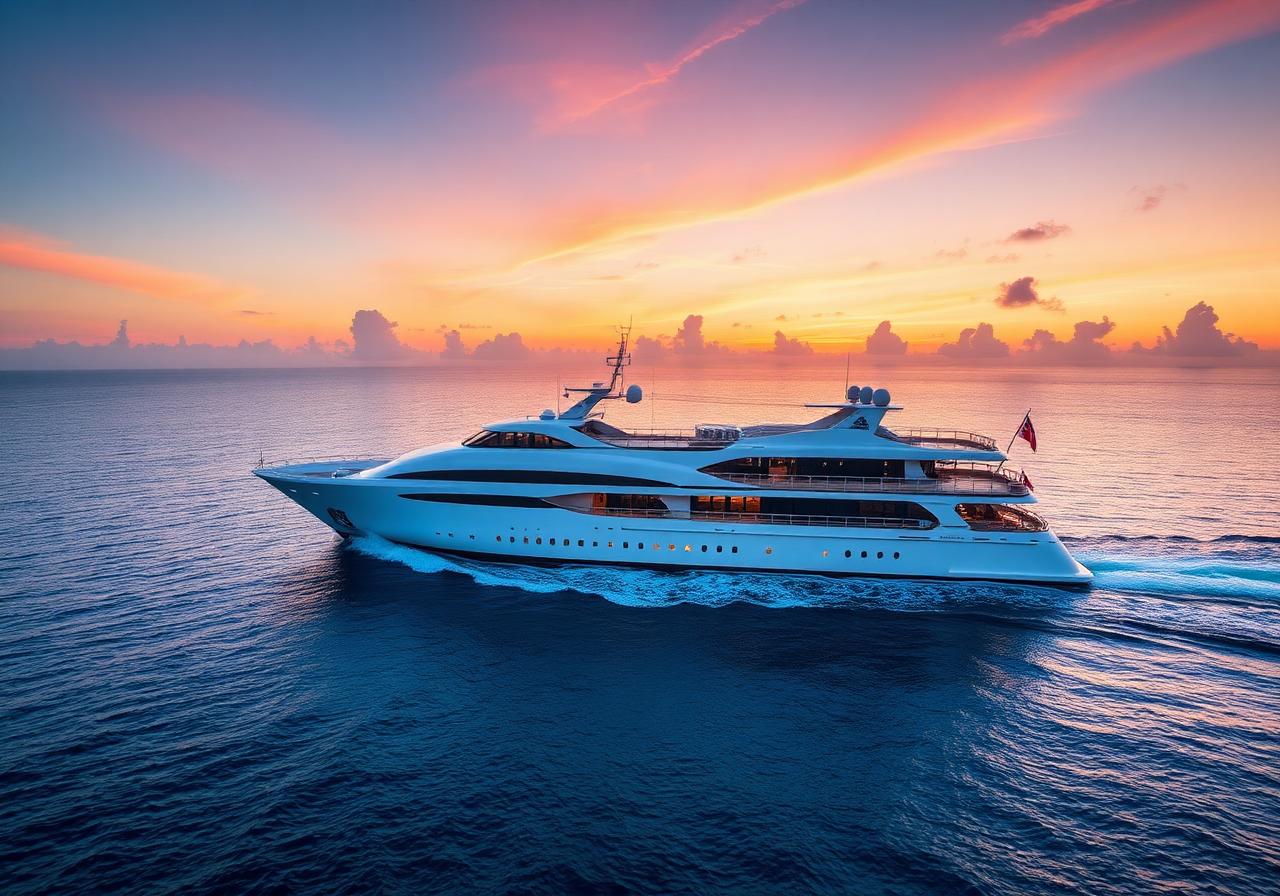 Luxury cruise at sunset